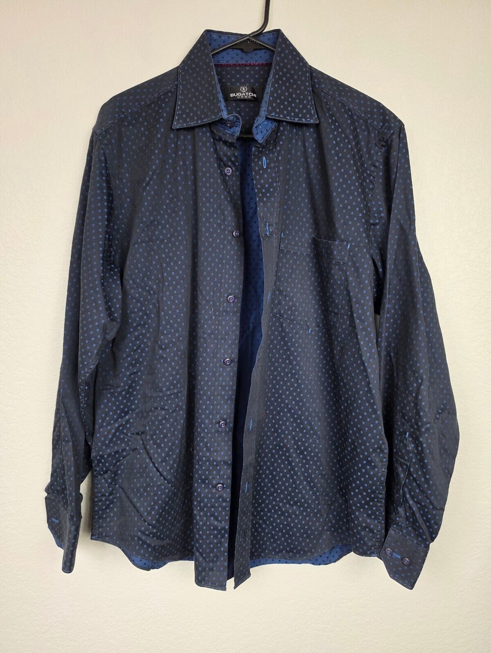 Bugatchi Uomo Men's Button-Up Shirt Large Navy Blue